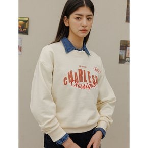 Rohan embroidery crop sweat shirt - Cream