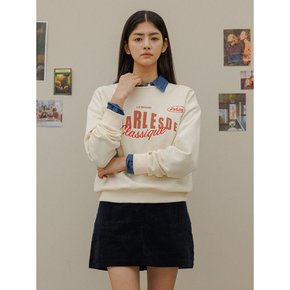 Rohan embroidery crop sweat shirt - Cream