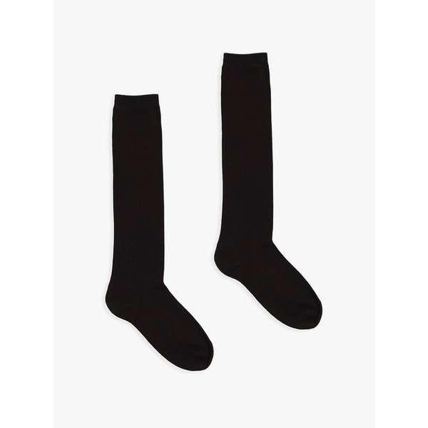 [2EA 1SET] BASIC KNEE HIGH SOCKS_BROWN
