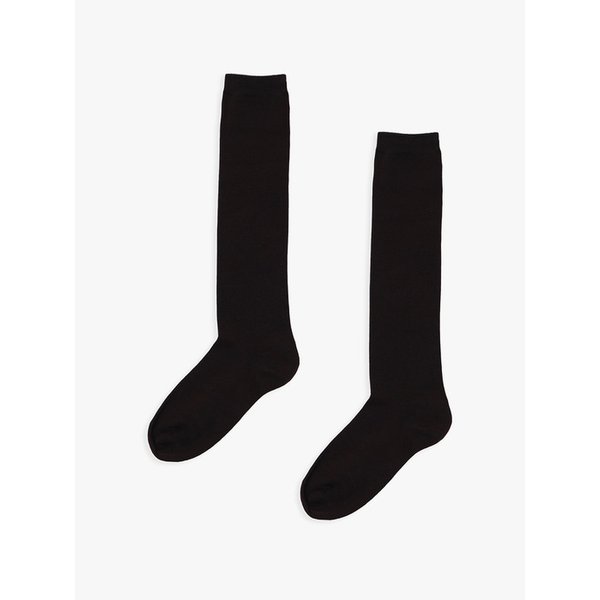 [2EA 1SET] BASIC KNEE HIGH SOCKS_BROWN
