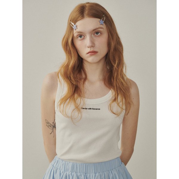 Ribbed Jersey Lettering Sleeveless T-shirt_WHITE(315306)