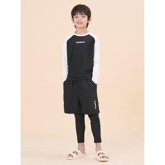 빈폴키즈 *SSG몰특가*[BEANPOLE KIDS] 레글런 래쉬가드 바지레깅스 세트  블랙