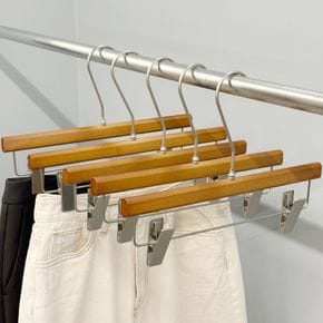 헤리티지 원목 집게 바지걸이 10P 논슬립 회전고리 정장 청바지