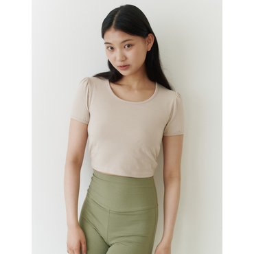 해피요기즈 Moment Puff Sleeve Top - Toff Beige