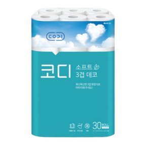 코디 소프트 3겹 데코 화장지 휴지 30m 30롤 x 1팩