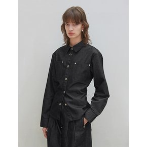 POCKET DENIM SHIRT [BLACK]