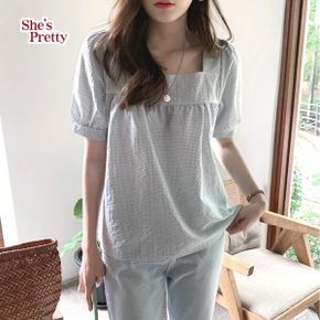 아츄스퀘어넥체크블라우스_P366100919