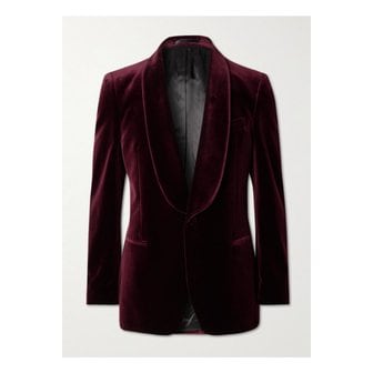 MR P. 미스터 피 슬림핏 숄 칼라 코튼 벨벳 턱시도 재킷 버건디 1647597351455091