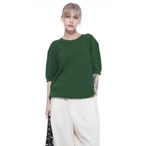 Linen Cable Round Half Knit - Green