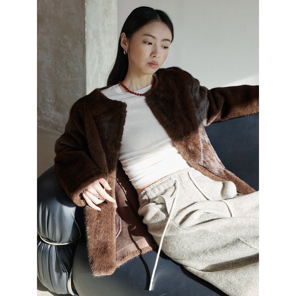 라운드 퍼 자켓 - 2 COLOR