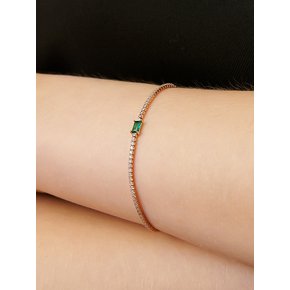 Green Rail Stone Silver Bracelet Ib297 [Silver]