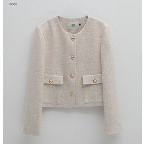 (JK-2925)EVE TWEED ROUND NECK SET-UP JACKET