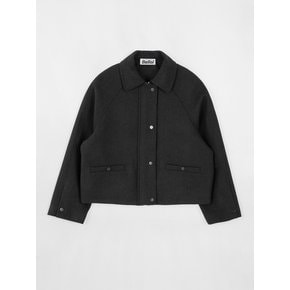 Wool Collar Half Jacket Black