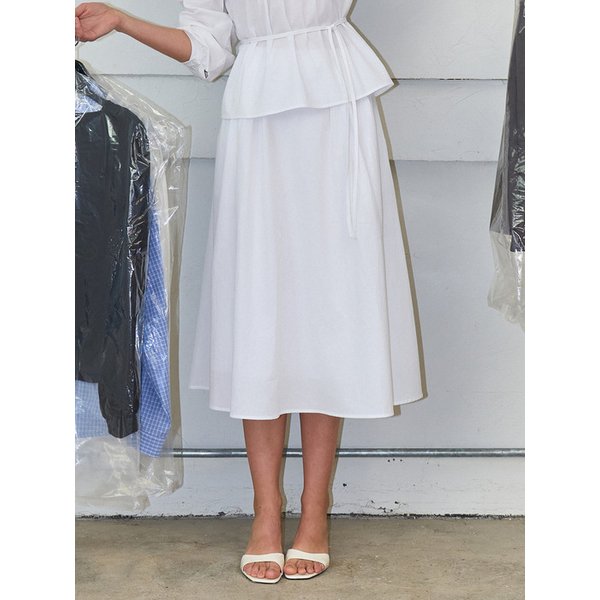 로넌 스트랩 플리츠 스커트 화이트 J1916