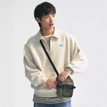 LEE 스몰 트위치 로고 하프 집업 맨투맨 오트밀 LE2501CR09OT