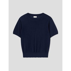 Cotton Blended Round Neck Half Sleeve Pullover  Navy (WE3451B04R)