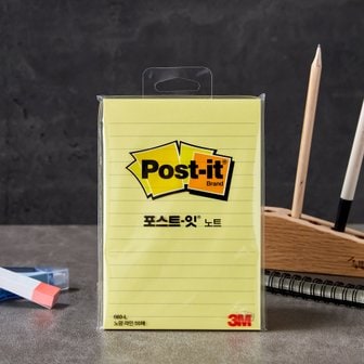 3M Post-it 포스트잇 노트 노랑 라인 접착식 메모지 (102×152mm/1개 50매)