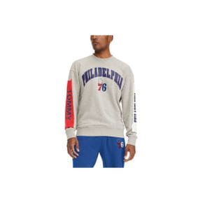 4120249 TOMMY JEANS Mens Tommy Jeans Gray Philadelphia 76ers James Patch Pullover Sweatshi