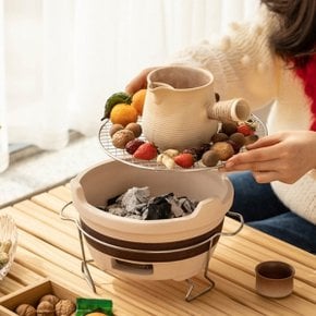 캠핑 토기 미니 화로(21cm) 1인용 실내 숯불화로