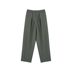 [Easy line] Gaberdine cotton 1Pleats banding chino (Olive)