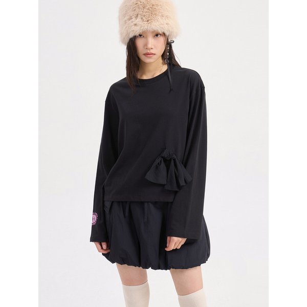 Ribbon Point Standard Fit Long Sleeve T-shirt (black) LFTAW25330BKX