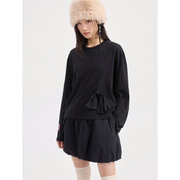 Ribbon Point Standard Fit Long Sleeve T-shirt (black) LFTAW25330BKX