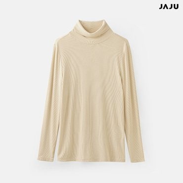 JAJU 자주 여 JAJU HEAT 터틀넥 티셔츠 베이지