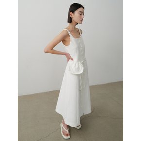 Square Neck Button Dress_Ivory