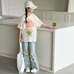 여아 귀염캐주얼 프린팅 반팔티 여름 데일리코디