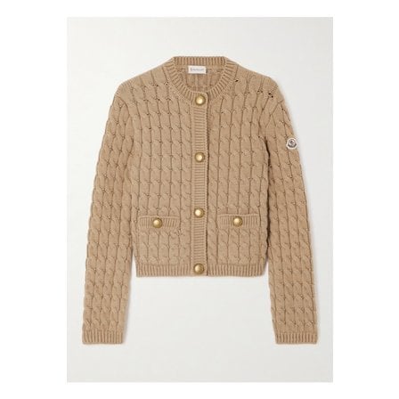 몽클레르 몽클레어 아플리케 케이블 니트 코튼 혼방 가디건 베이지 46376663162891332