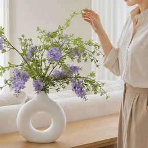 퍼플 라벤더 세네시오 조화 대형 화병 set 60x55cm 인테리어 꽃 테이블 행사 장식 소품 꾸미기