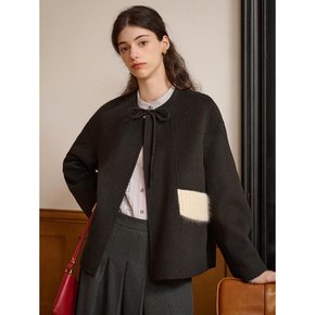 SR_Contrast wool pocket short coat