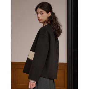 SR_Contrast wool pocket short coat