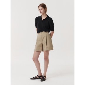 COTTON TUCK SHORTS (BEIGE)