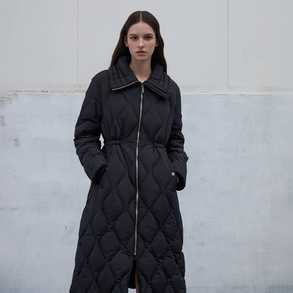 [시흥점] 여성 물결퀼팅 와이드카라 롱구스다운 (ER4TD405)