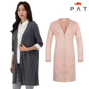 PAT [PAT여성] 여성 린넨 줄비즈장식 롱 가디건_QF45050