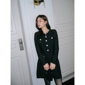 Leah eyelet sequin knit dress