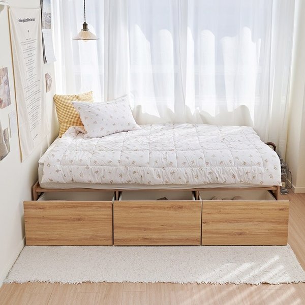 빅수납 서랍 무헤드 침대 Q(유로탑 25cm 매트리스) TR5235 (수도권무배)