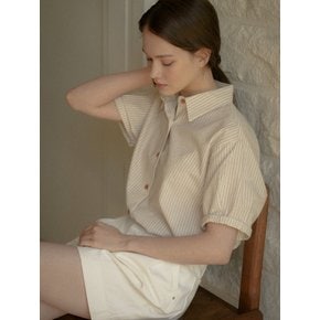 Ann button point shirt_Beige