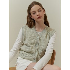 Candy floss knit vest (olive)