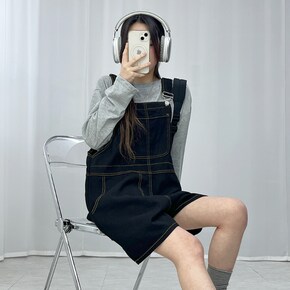 키치 와이드 멜빵 반바지 2컬러_P393945463
