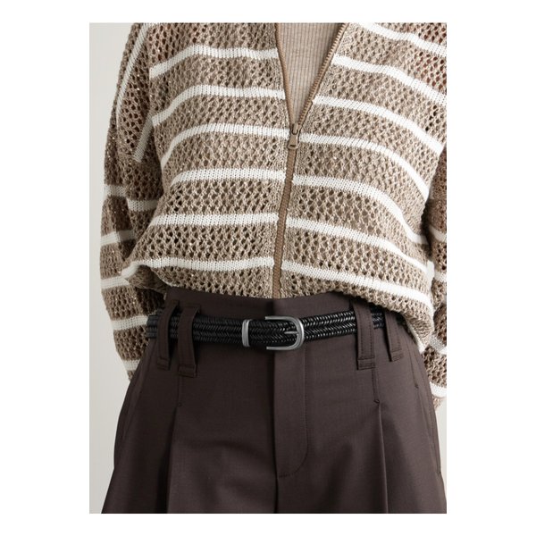 브루넬로쿠치넬리 우븐 가죽 벨트 블랙 46376663162854196