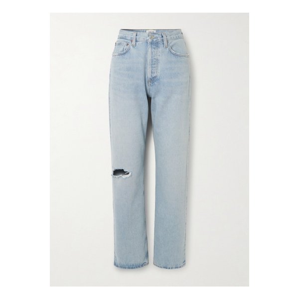 켈리 디스트레스 하이라이즈 스트레이트 진 미드 데님 1647597357489979