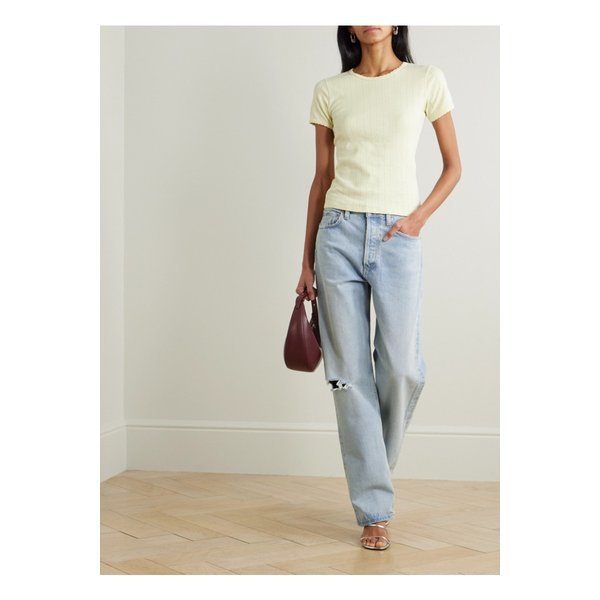 켈리 디스트레스 하이라이즈 스트레이트 진 미드 데님 1647597357489979