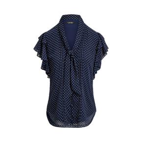 폴카 도트 조젯 타이 넥 블라우스(WMLRSHTSN820136410)