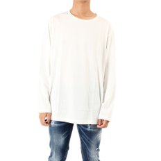 남여공용 긴팔 박스티 HH_T03_077 화이트 Round Neck T-shirt