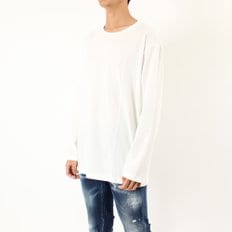 남여공용 긴팔 박스티 HH_T03_077 화이트 Round Neck T-shirt