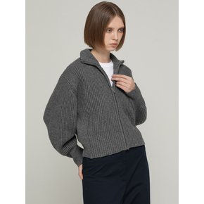 Wool high-neck cardigan_Gray