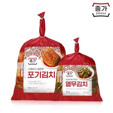 종가집 [종합몰] 포기김치5kg(온라인) + 열무김치900g(비닐)