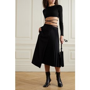 Marissa Cropped Open-back Stretch-jersey Top 블랙